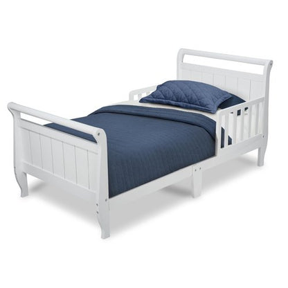 Delta Children Wood Sleigh Toddler Bed, White