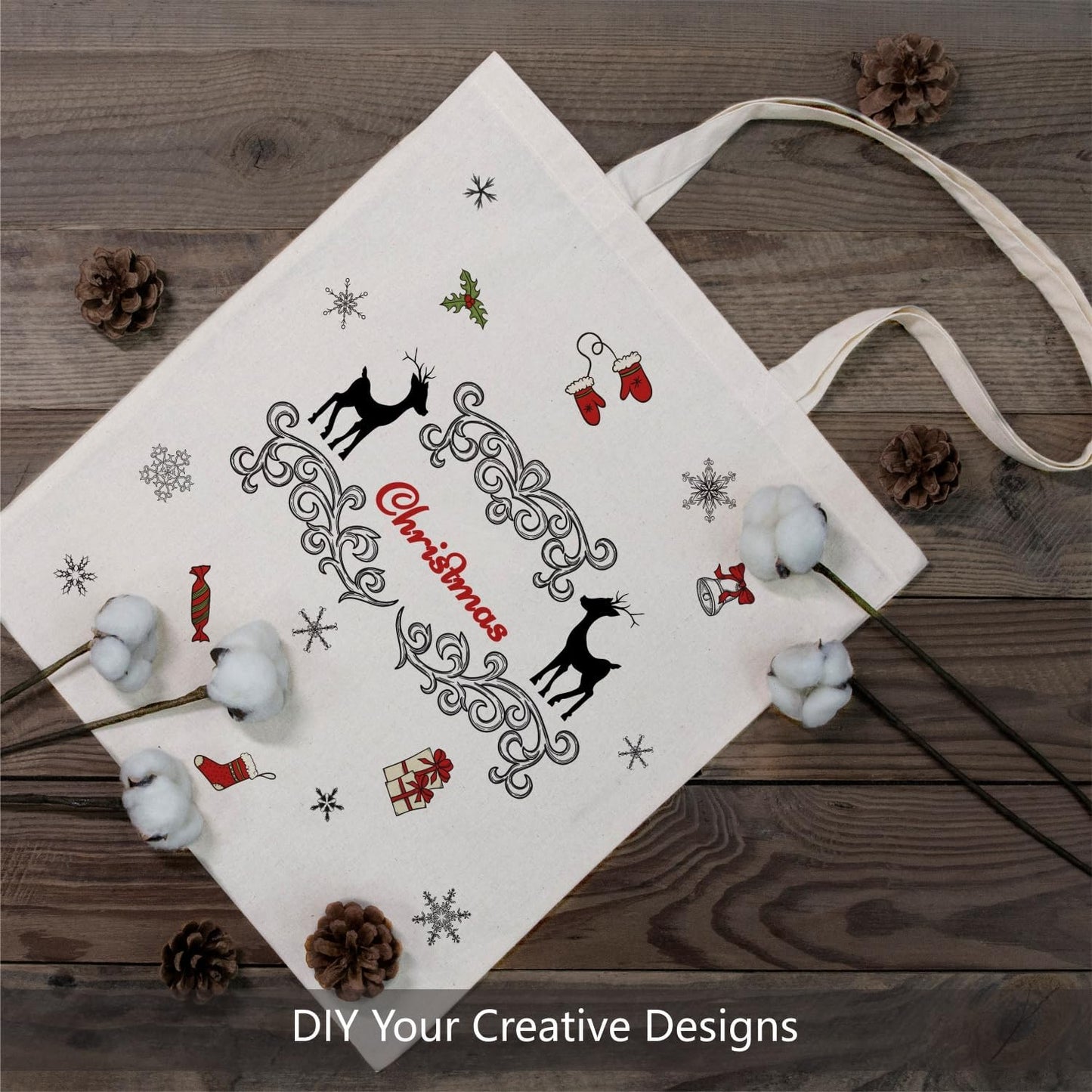 TOPDesign 48-Pack Cotton Tote Bags - Lightweight 16"x15" Reusable Grocery Bags for DIY & Promotions
