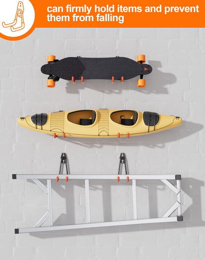 QcoQce Heavy-Duty Garage Hooks - 14 Pack Wall Mount Storage Solution for Bikes, Ladders & Tools | Orange