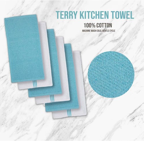 Lane Linen 16Pc Kitchen Towel Set - Heat Resistant Oven Mitts & Pot Holders, Reusable Dish Cloths, Absorbent Hand Towels - Aqua