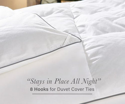 California Design Den Queen Size Comforter Duvet Insert - Cozy Luxury Down Alternative, Quilted Extra Fluffy, Soft, and Cooling, Machine Washable with Corner Tabs - White