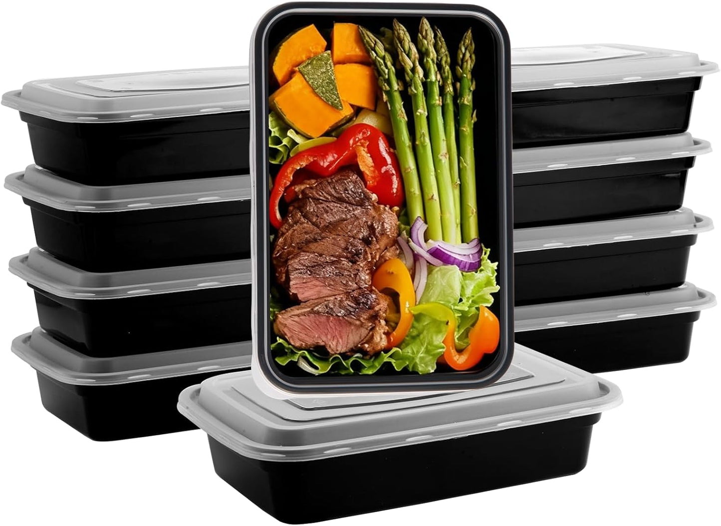 Skiennix 10-Pack 35oz Meal Prep Containers - Disposable Food Storage with Lids, Microwave & Dishwasher Safe