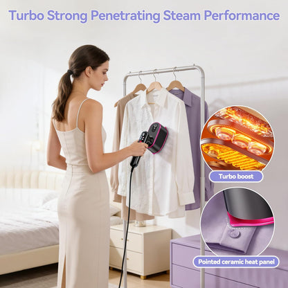 Skiennix Portable Handheld Travel Steamer - 2-in-1 Iron & Steamer with LCD Display, 1200W Fast Heat-Up, 180ml Tank