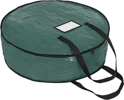 ProPik Christmas Wreath Storage Bag - Heavy-Duty Tear Resistant Material - 30” X 8” - Green with Transparent Card Slot