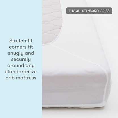 Newton Baby Waterproof Crib Mattress Pad | Ultra-Breathable Quilted Layer for Comfort & Universal Fitted Skirt for Secure Fit | Machine Washable | Crib Mattress Protector Pad Waterproof, 2 Packs