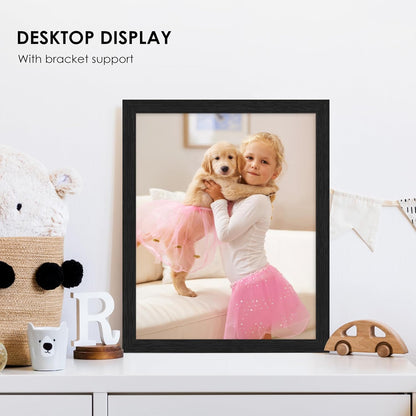PEALSN 8x10 Picture Frame Set of 6 - Black Woodgrain Frames with HD Plexiglass for Wall or Tabletop Display