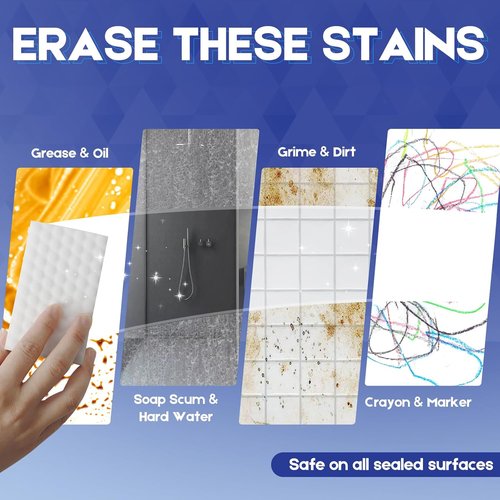 Magic Sponge 10 Pack - Textured Cleaning Pads to Effortlessly Erase Scuff Marks & Stains