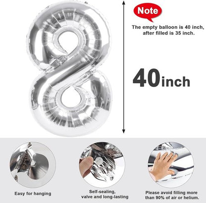 40 Inch Silver Number Balloon by [Brand Name] - Happy Birthday Decoration for All Ages | Perfect for Weddings & Anniversaries
