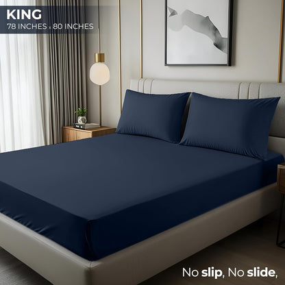 Utopia Bedding King Fitted Sheet - Soft Microfiber - Deep Pocket - Fade Resistant - Navy Color