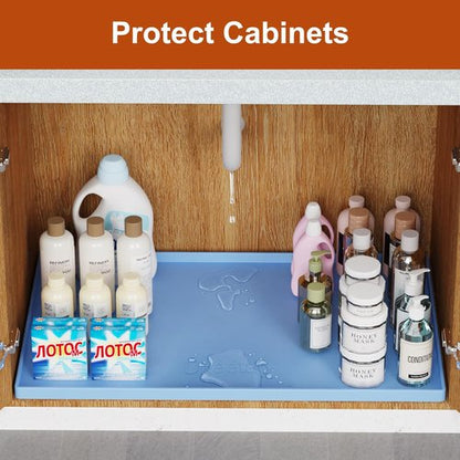 Extra Thick Silicone Mat - Waterproof Under Sink Mat for Kitchen & Bathroom | 22" x 19" - Blue