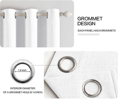 MIULEE Blackout Curtains - 100% Thermal Insulated Linen Textured Drapes | Bright White, 52 x 45 Inch (2 Panels)