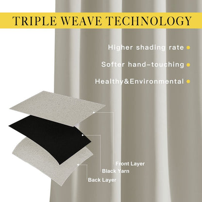 NICETOWN Blackout Natural Curtains for Bedroom - Window Treatment Thermal Insulated Grommet Solid Drapes Energy Saving Sound Reducing Room Darkening for Basement, 1 Pair, W46 x L54