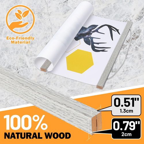 Benjia Magnetic Poster Hanger - Wood Frame for 12x18, 12x16, 12x24 Prints | Grey Hanging Kit for Artwork