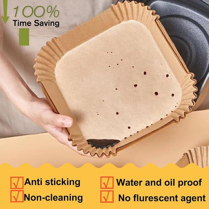 Large Air Fryer Disposable Paper Liners - 9 Inch, 125 Pcs Oil-Proof & Water-Proof Parchment Baking Paper