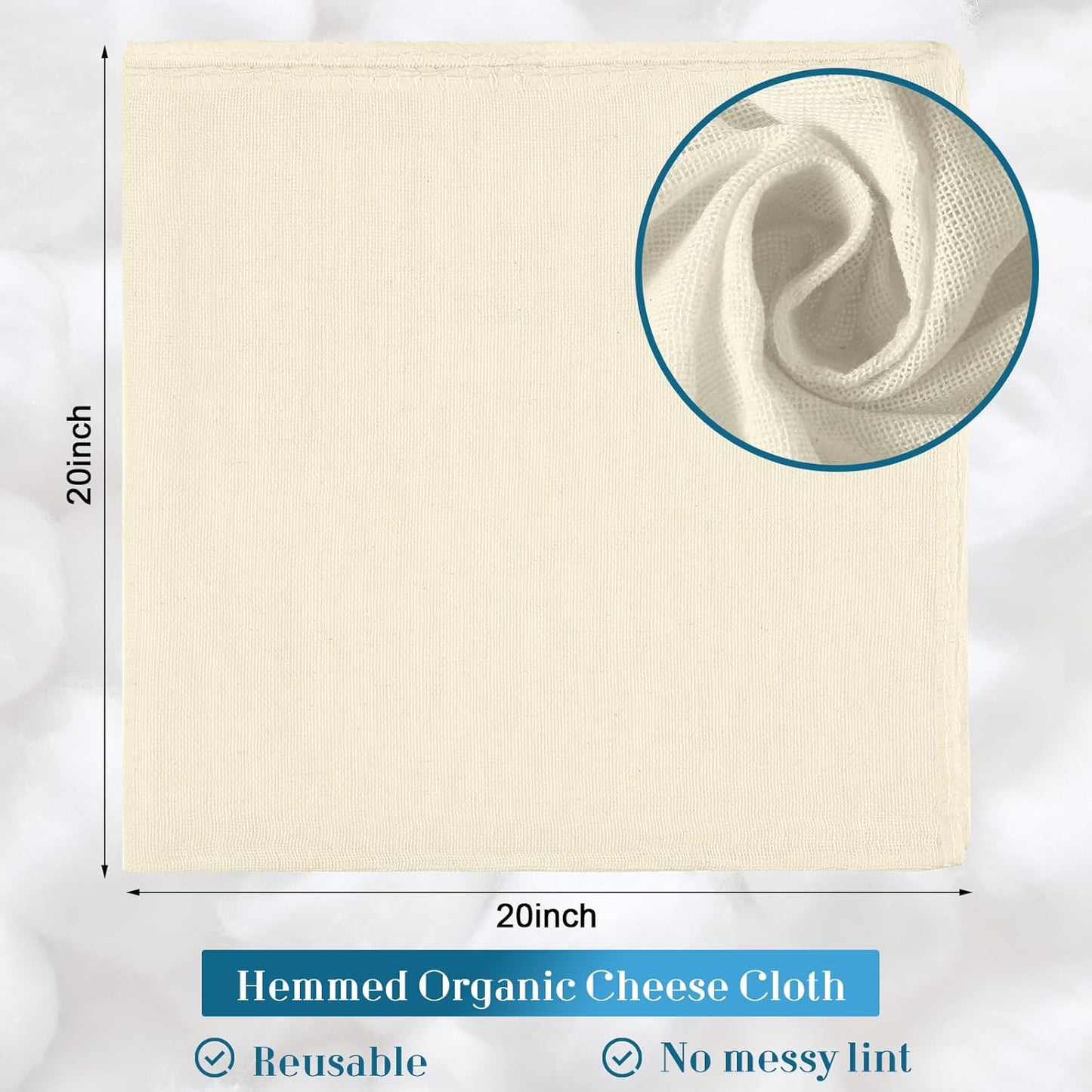 Peryiter Cheese Cloth - 60 Pcs 20x20 Inch Unbleached Cotton for Straining & Cooking