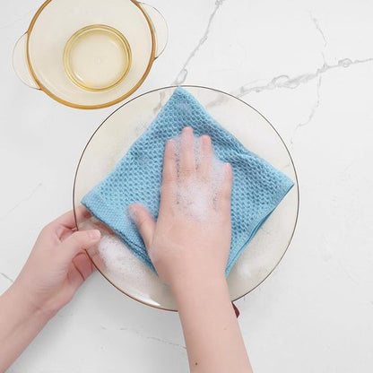 Homaxy 100% Cotton Waffle Weave Dish Cloths - Ultra Soft & Absorbent Kitchen Towels | 12x12 Inches, 8-Pack, Sky Blue