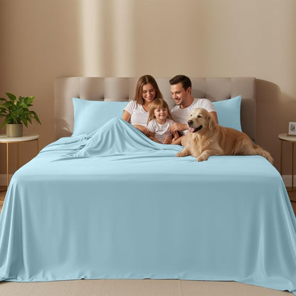 Utopia Bedding King Size Sheet Set – 4 Piece Bed Sheets, Soft and Breathable Microfiber, Includes 1 Fitted Sheet, 1 Flat Sheet and 2 Pillowcases – Oeko Tex (Ice Blue)