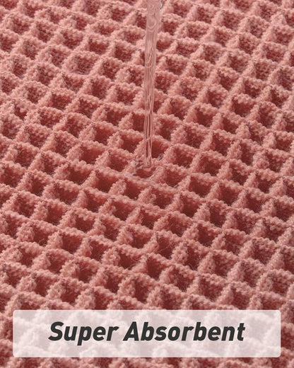 AMOAMI Upgraded Waffle Bath Mat, Super Absorbent Non Slip Bath Mats for Bathroom Floor, Machine Washable Bathroom Rugs with Tassels, Rubber Backed Bathroom Mats, Ultra Soft, 18" x 30", Coral