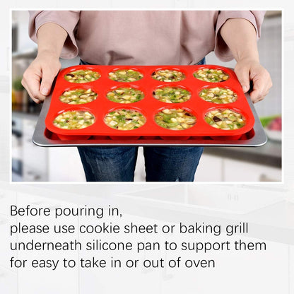 Skiennix Muffin Pan Set - 12 Regular Size & 6 Giant Muffins - Non-Stick Bakeware
