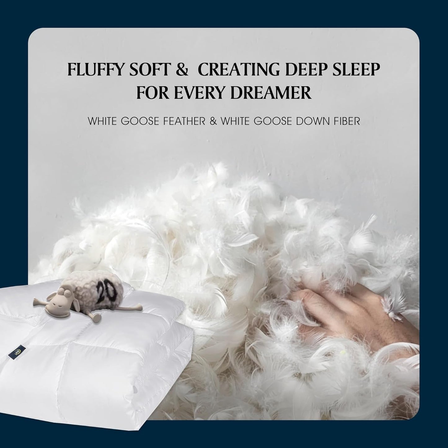 Serta Goose Feather Down Comforter - Luxury Hypoallergenic King Size Duvet Insert | 100% Cotton, Medium Warmth, 106 x 90 Inch, White