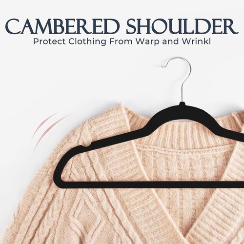 HOUSE DAY Black Velvet Hangers - Heavy Duty Non-Slip Felt Clothes Hangers | 60 Pack for Closet Organization