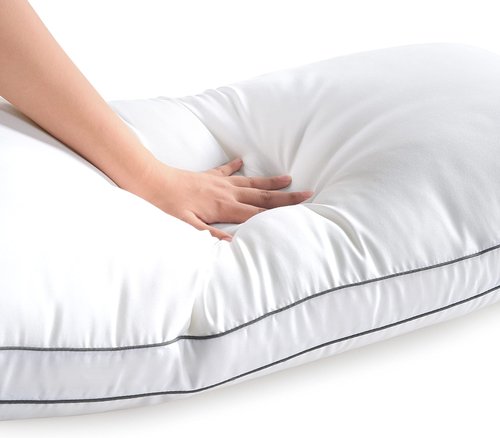 LANE LINEN Bed Pillows Queen Size Set of 2 - Medium Soft Support Gusseted Queen Pillows, Down Alternative Sleeping Pillow for Side Sleepers, Machine Washable, Comfortable for Restful Sleep - White