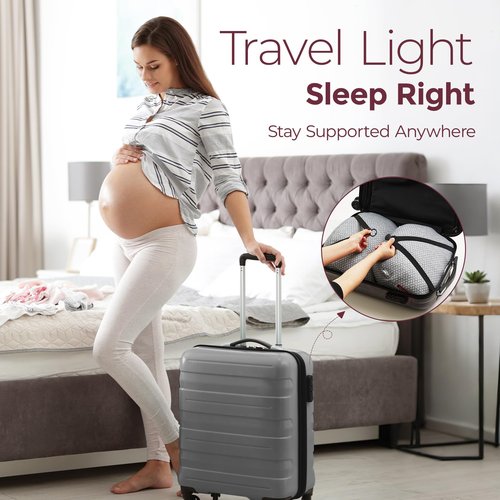 Momcozy Portable Pregnancy Pillow –Memory Foam W Shaped Maternity Great Support for Side Sleepers, Adjustable Travel Wedge Pillow for Back, Belly, and Hip Relief, Ideal for Pregnant Women, Grey