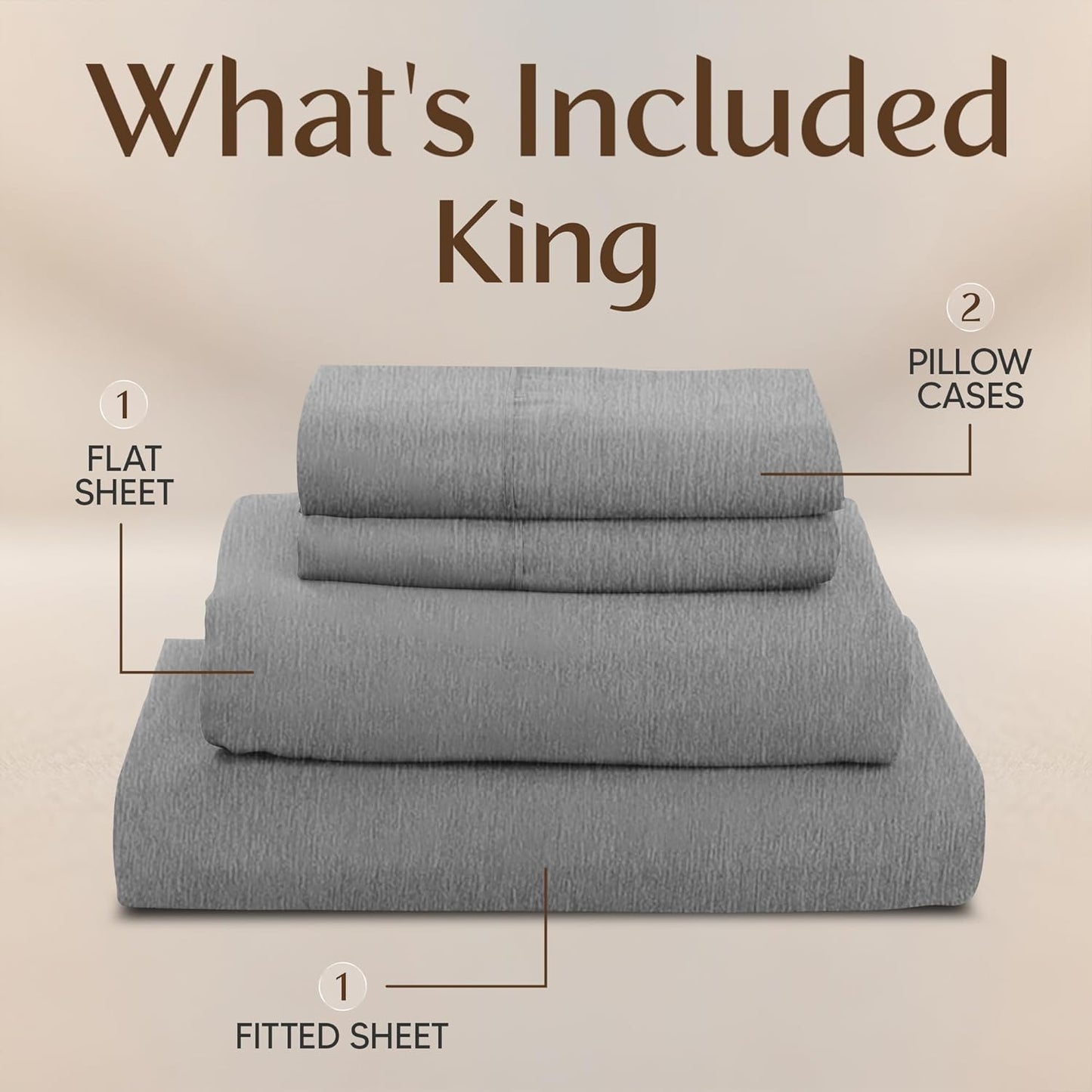 Utopia Bedding King Size Sheet Set - 4-Piece Soft Microfiber Bed Sheets | Oeko-Tex Certified (Heather Grey)