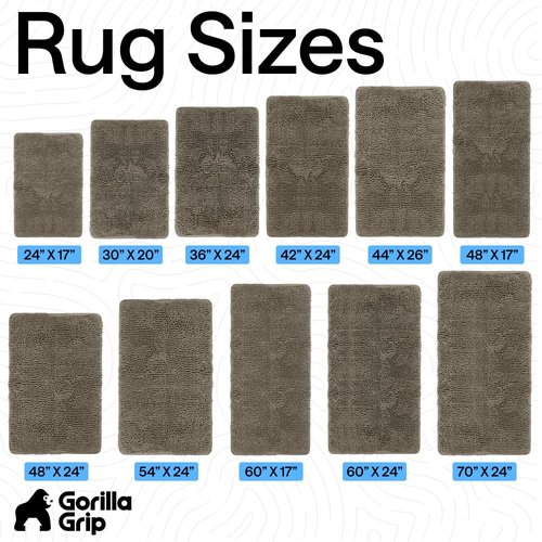GORILLA GRIP Bath Rug Mat 60x24, Thick Soft Absorbent Chenille, Quick Dry Microfiber Mats, Rubber Backing Washable Shower Floor Rugs, Bathmat Runner, US Designed Bathroom Home Decor Accessories Latte