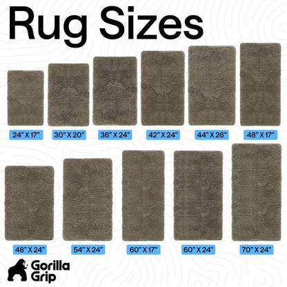 GORILLA GRIP Bath Rug Mat, Thick Soft Absorbent Chenille, Quick Dry Microfiber Mats, Rubber Backing Washable Shower Floor Rugs, US Designed Bathroom Bathmat Home Decor Accessories, 24x17, Latte