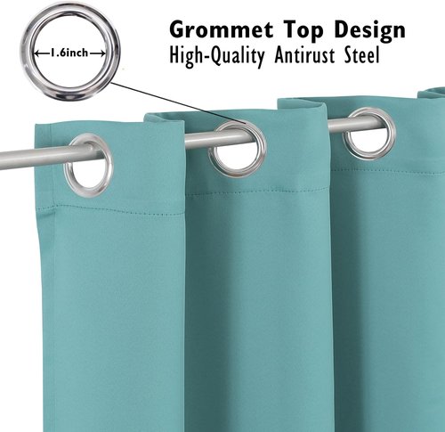 ChrisDowa Small Window Curtains - 40-Inch Grommet Thermal Insulated Room Darkening Panels (Aqua, 2-Pack)
