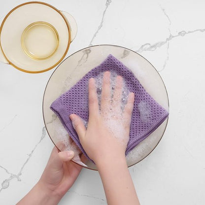 Homaxy Kitchen Dish Cloths - Ultra Soft 100% Cotton Waffle Weave, Quick Drying, 12 x 12 Inches, 6-Pack in Lavender