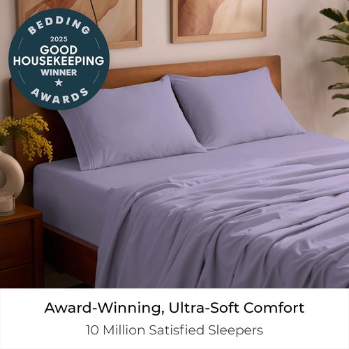 Mellanni Full Sheets Set - 4 PC Iconic Collection Bedding - Hotel Luxury, Extra Soft, Cooling Bed Sheets - Wrinkle, Fade, Stain Resistant (Full, Violet)