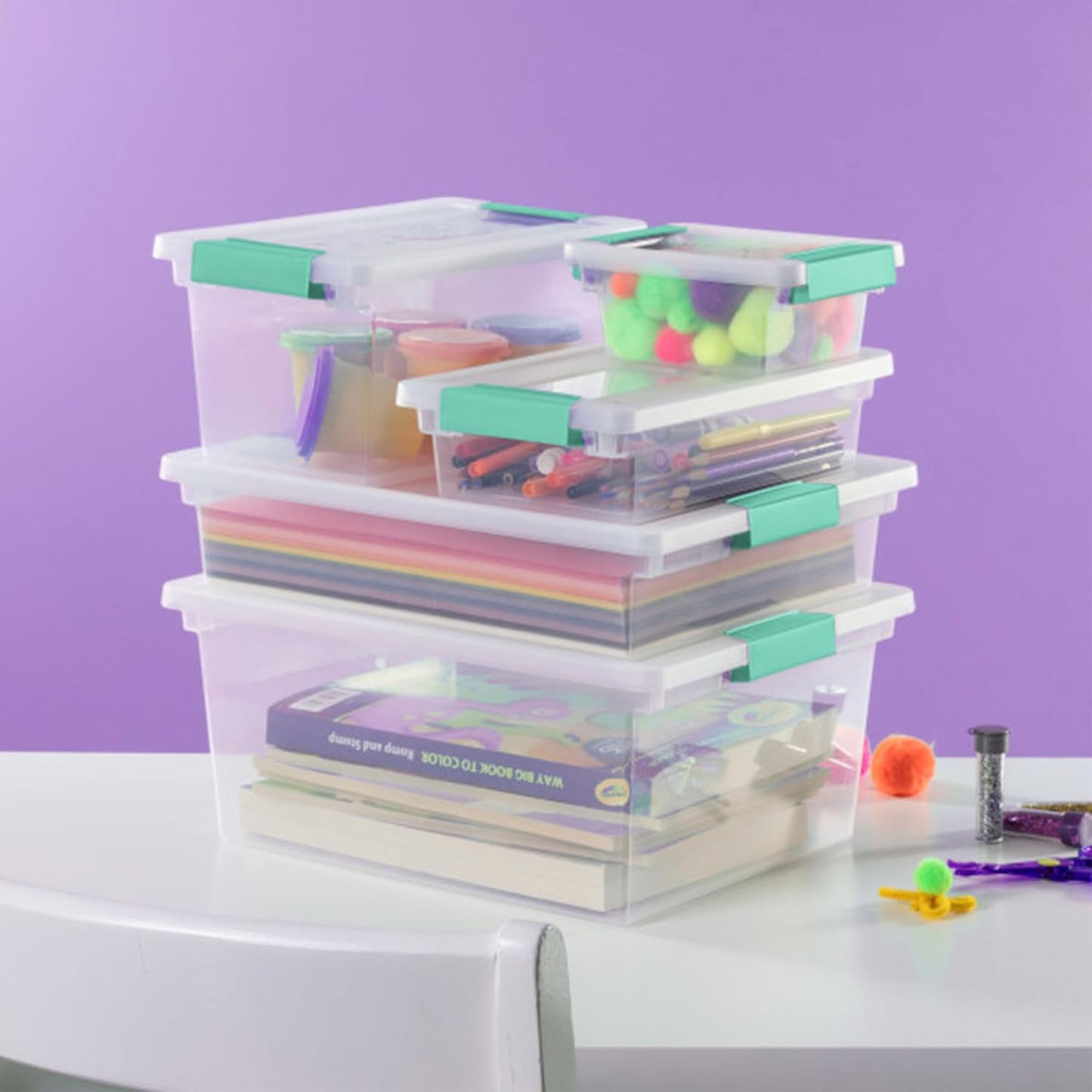 Sterilite 18-Pack Clip Box - Clear Storage Solution for Crafts, Supplies & Office Items