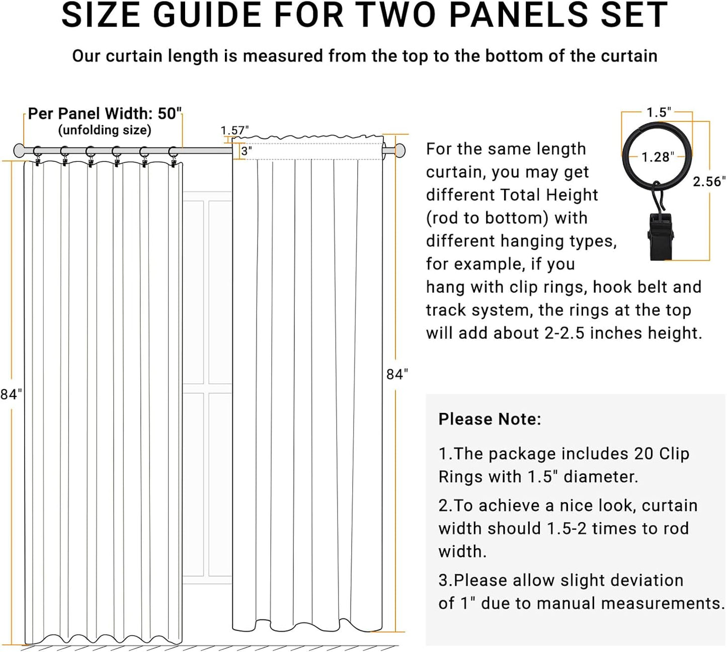 Skiennix 100% Blackout Curtains - Thermal Insulated Faux Linen | 84" Length, 2 Panels, Bright White