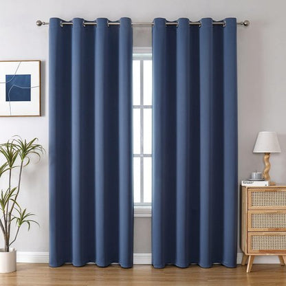 ChrisDowa Blackout Curtains - 108-Inch Long Grommet Thermal Insulated Panels | Stone Blue, 2-Pack for Living Room & Bedroom