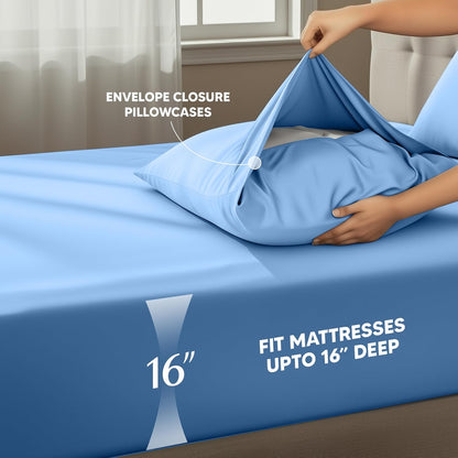 Utopia Bedding Full Size Sheet Set - Soft & Breathable Microfiber, 4-Piece in Dutch Blue