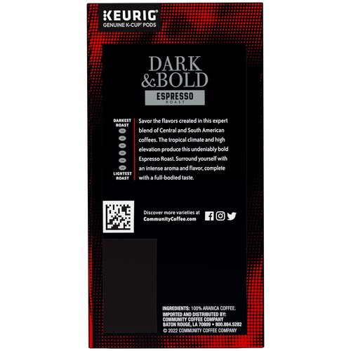 Community Coffee Dark & Bold Espresso Roast Pods - 24 Count Compatible with Keurig 2.0