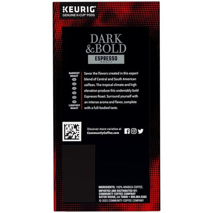 Community Coffee Dark & Bold Espresso Roast Pods - 24 Count Compatible with Keurig 2.0