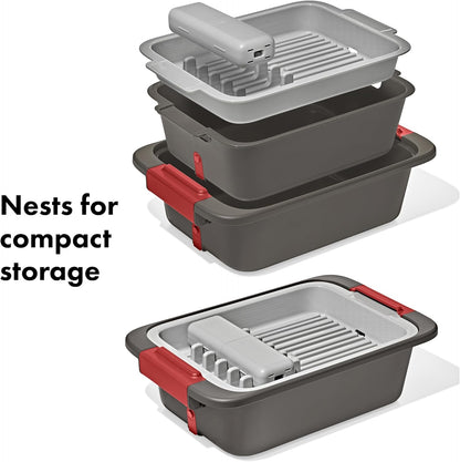 OXO Outdoor Wash, Dry & Stow System - Compact & Efficient Cleaning Solution for Camping | Portable Design