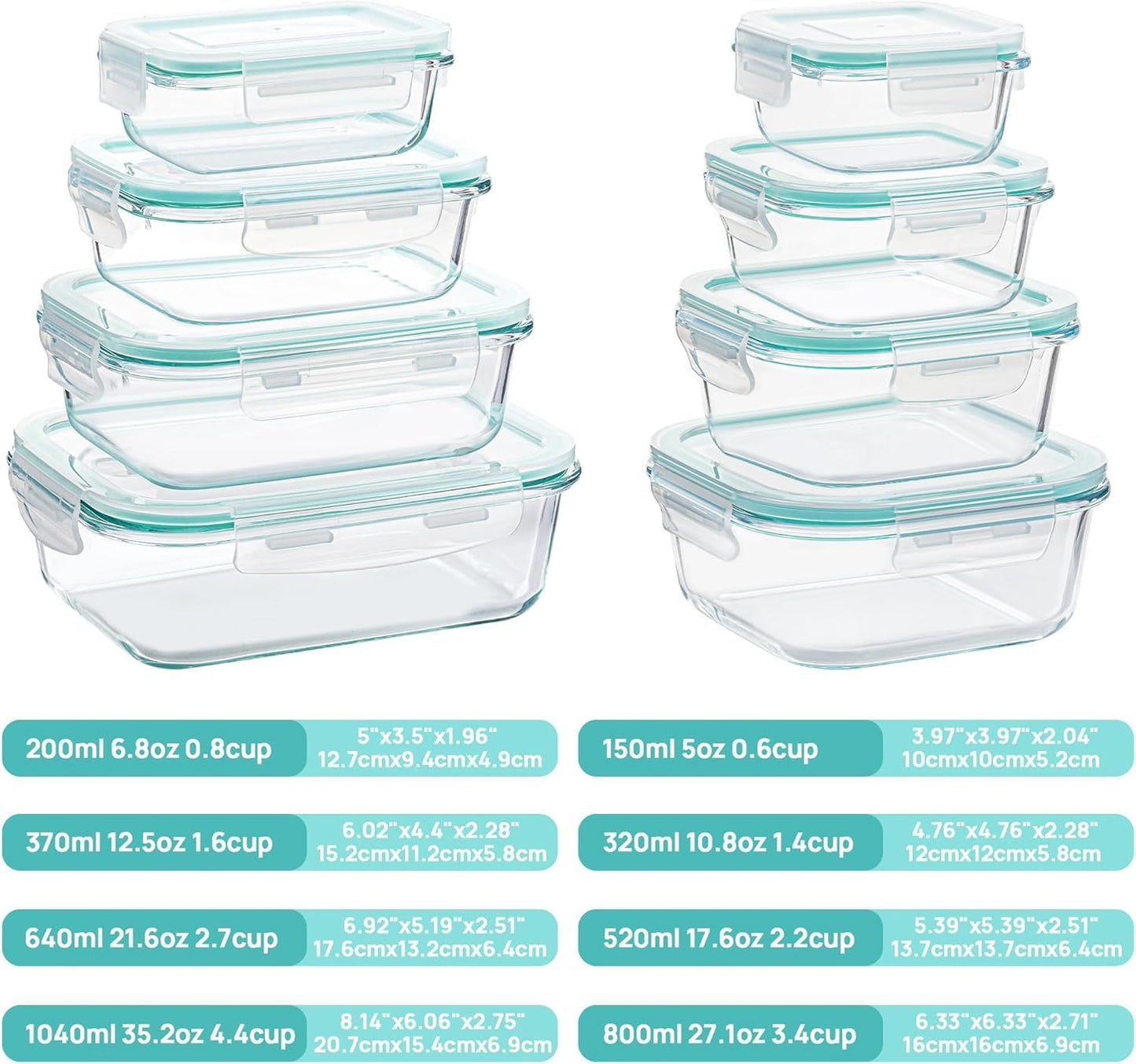 Vtopmart Glass Storage Containers Set - 8 Pack with Lids & 6 Pack Plastic Soup Containers