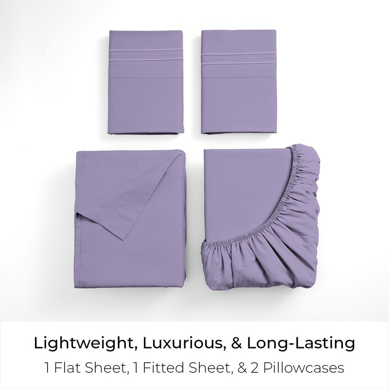 Mellanni California King Sheets Set - 4 PC Iconic Collection Bedding - Hotel Luxury, Extra Soft, Cooling Bed Sheets - Wrinkle, Fade, Stain Resistant (Cal King, Violet)