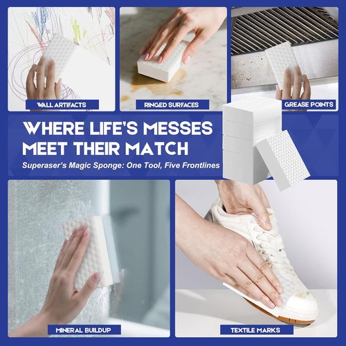 Magic Sponge 10 Pack - Textured Cleaning Pads to Effortlessly Erase Scuff Marks & Stains