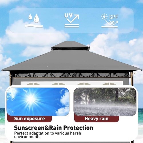 Gazebo | Gazebo Canopy Tent with UV Protection for Outdoor Parties & Events - 10'x10', Grey