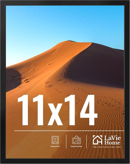 LaVie Home 11x14 Picture Frame - Classic Black Frame with HD Plexiglas for Vertical or Horizontal Display