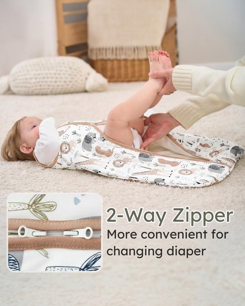 Yoofoss Baby Sleep Sack 12-18 Months, 1.5 Tog Baby Wearable Blanket with 2-Way Zipper, 100% Cotton Organic Fabric Winter Infant Sleeping Sack, Warm Soft Comfy