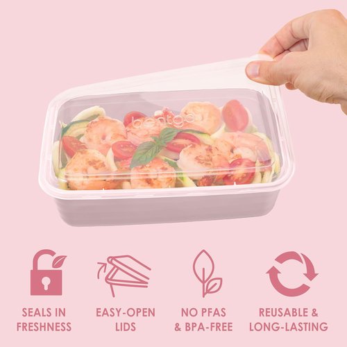 Bentgo Prep - 20-Piece Reusable Meal Prep Containers | Durable, BPA-Free, Microwave & Dishwasher Safe (Blush Pink)