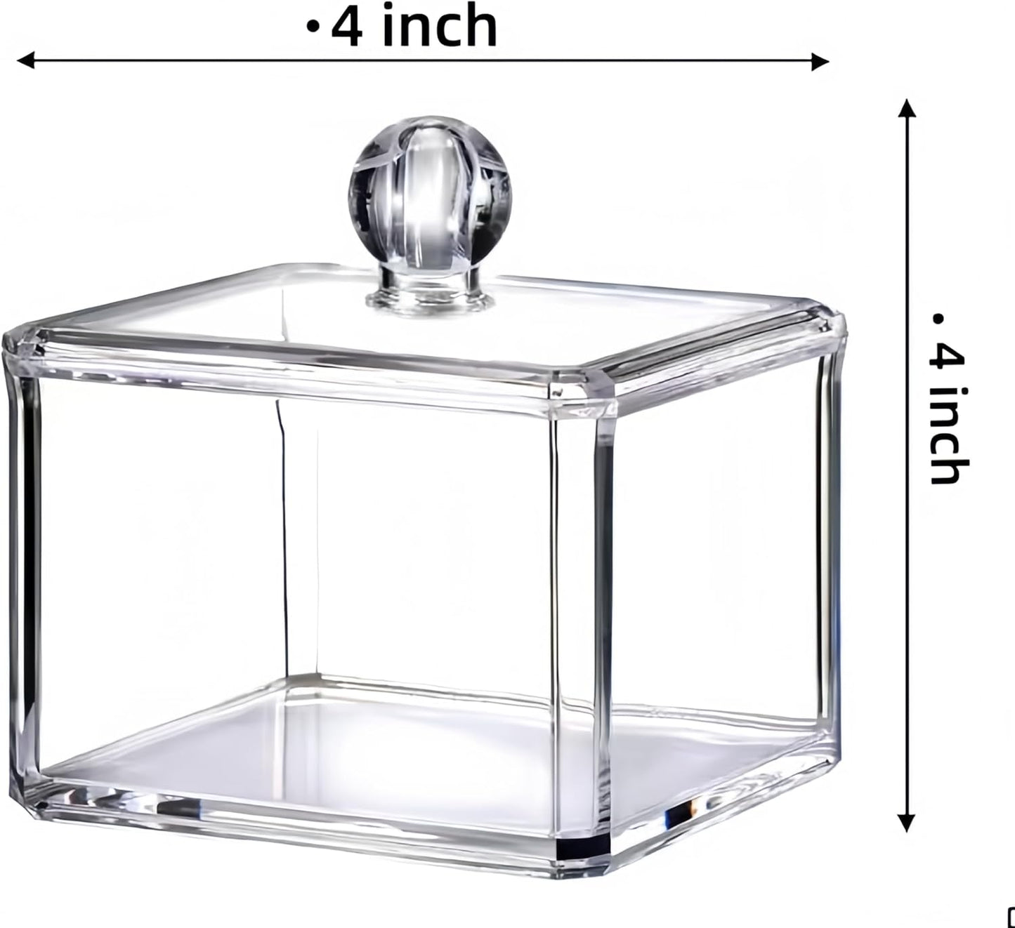 Skiennix Stackable Square Acrylic Cotton Ball Holder - Elegant Q-Tip Dispenser for Bathroom | Single Pack