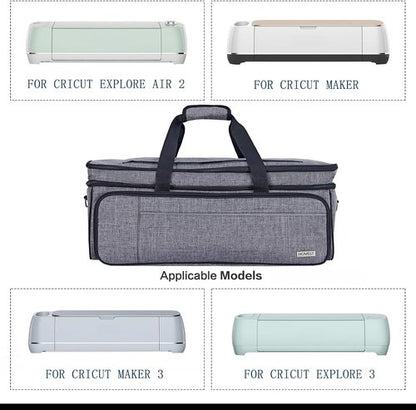 HOMEST Double Layer Carrying Case - Mat Pocket for Cricut Maker 4 & Explore 4 | Multi Front Pockets, Grey