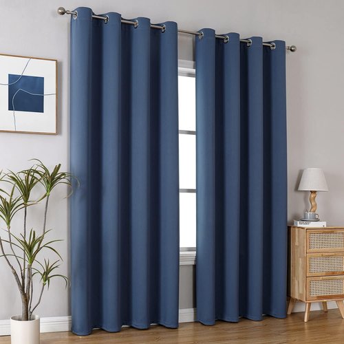 ChrisDowa Blackout Curtains - 108-Inch Long Grommet Thermal Insulated Panels | Stone Blue, 2-Pack for Living Room & Bedroom